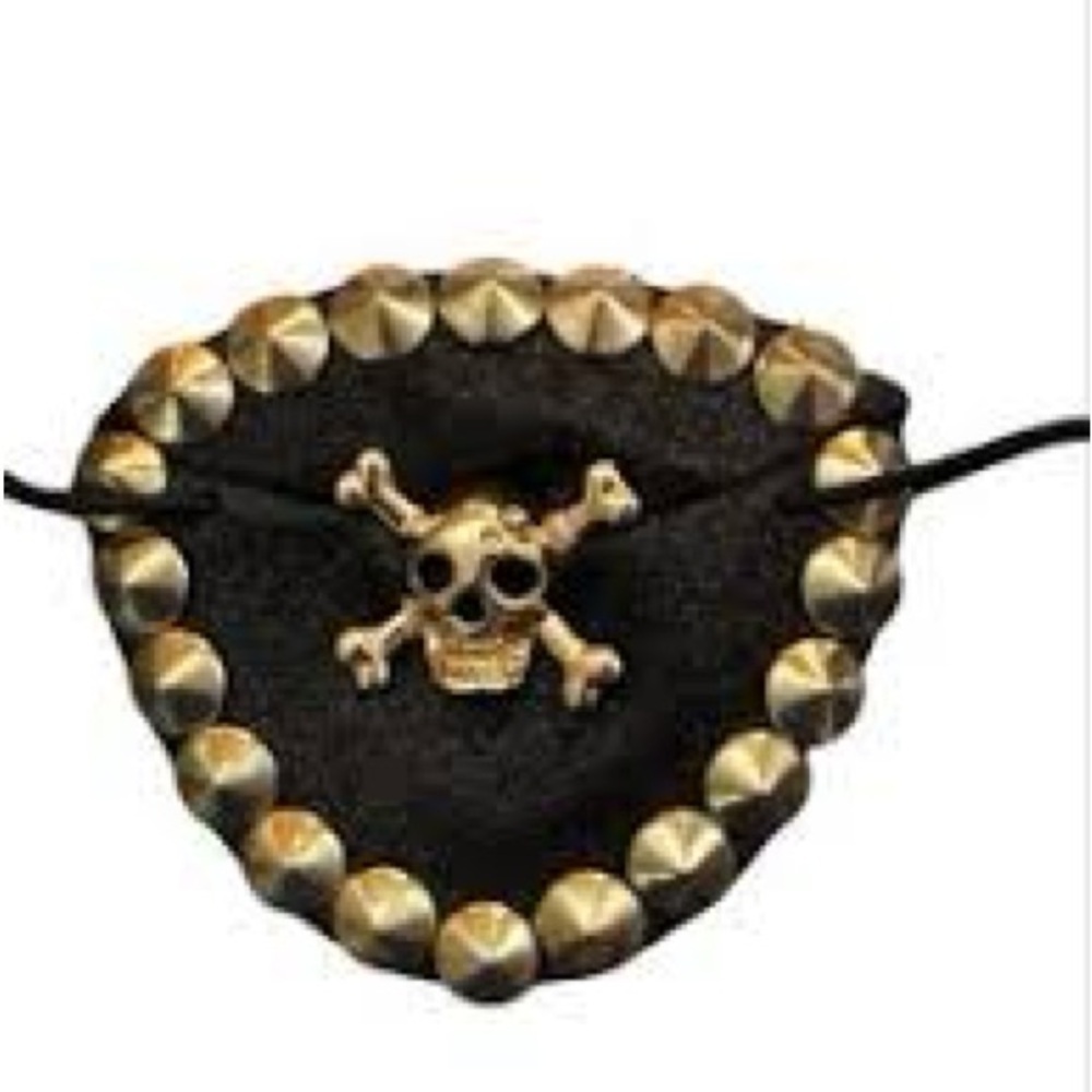 Gold Skull & Cross Bones Pirate Eye Patch